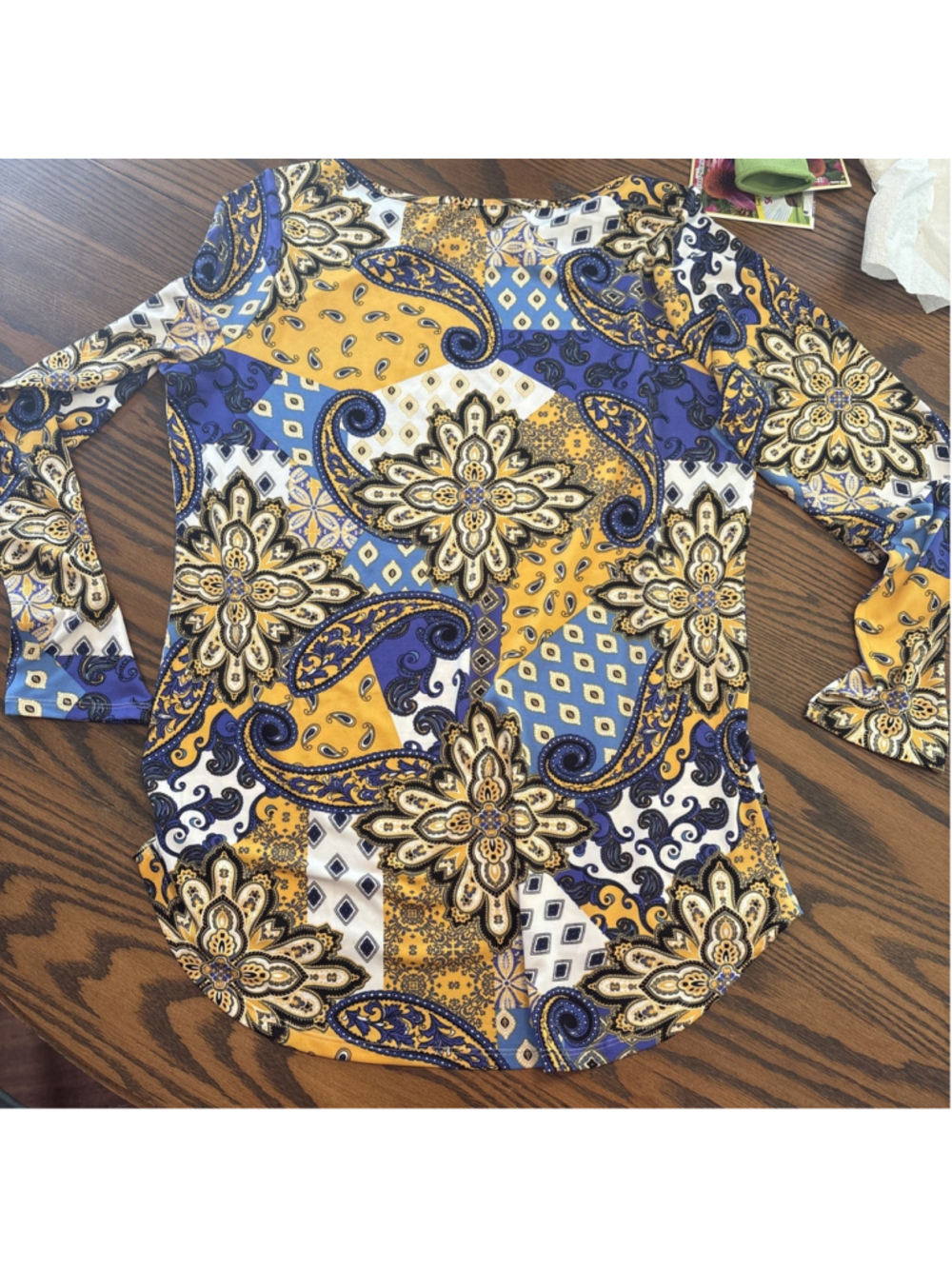 sunny leigh tops long sleeve blue/gold women’s M - Picture 8 of 8